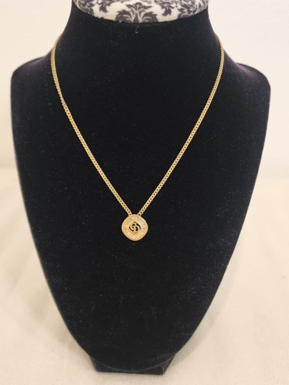 Christian Dior Rhinestone Gold Plated Necklace